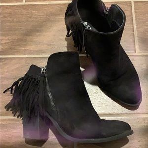 Black Fringe Booties